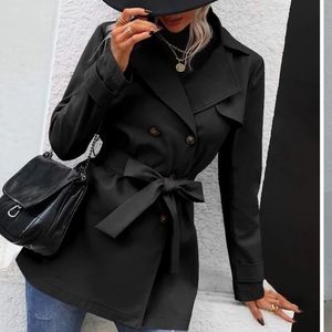 NWT zeagoo Double Breasted Trench Coat With Belt size S